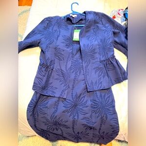 LP blue palm dress and jacket
